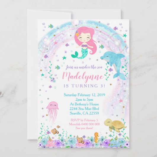 Mermaid Dolphin in het kader van de uitnodiging to (Voorkant)