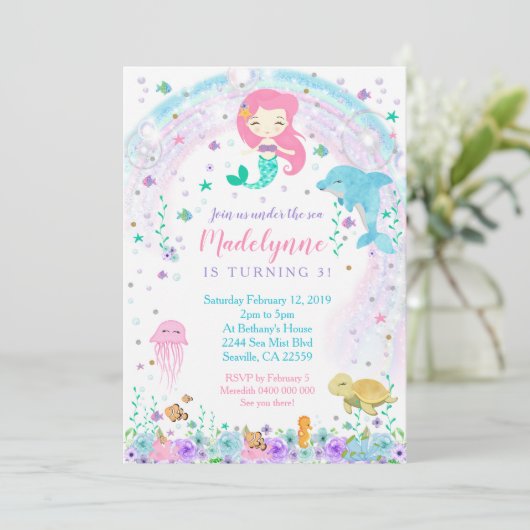 Mermaid Dolphin in het kader van de uitnodiging to (Staand voorkant)