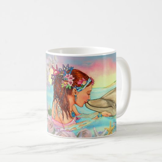 Mermaid "Dolphin Kiss" beker van Schempp Koffiemok (Voorkant rechts)