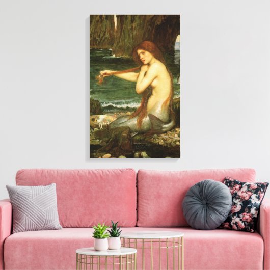 Mermaid door John William Waterhouse Canvas Afdruk (Insitu (Woonkamer))