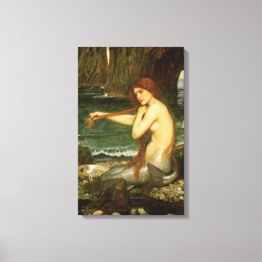 Mermaid door John William Waterhouse Canvas Afdruk (Voorkant)