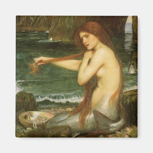 Mermaid door John William Waterhouse Magneet (Voorkant)