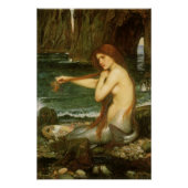 Mermaid door John William Waterhouse Poster (Voorkant)