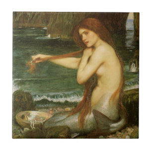 Mermaid door John William Waterhouse Tegeltje