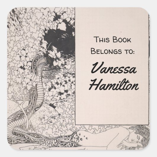 Mermaid door Koloman Moser Vierkante Sticker (Voorkant)