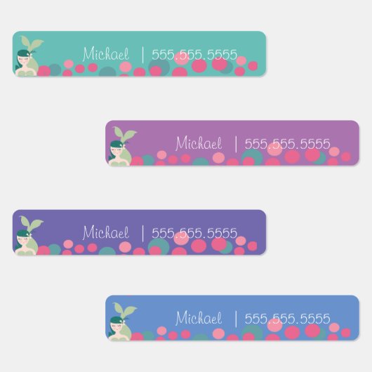 Mermaid Dot School Class Lunch Naam Nummer Labels (Groep)