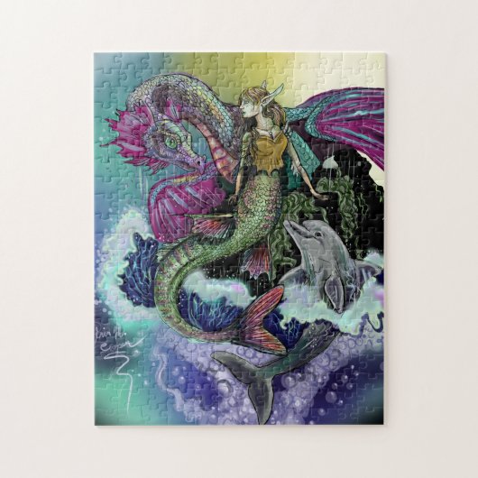 Mermaid, Draak,&Dolphin Legpuzzel (Verticaal)