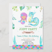 Mermaid dragon party-uitnodiging kaart (Voorkant)