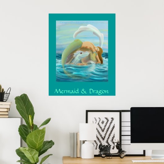 Mermaid & Dragon Poster (Thuiskantoor)