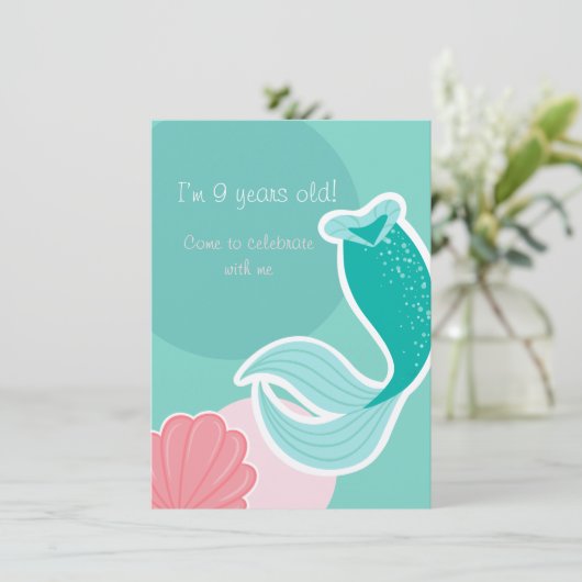Mermaid dreams birthday invitation kaart (Staand voorkant)