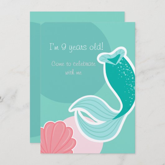 Mermaid dreams birthday invitation kaart (Voorkant / Achterkant)