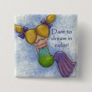Mermaid Dreams Vierkante Button 5,1 Cm