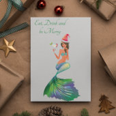 Mermaid Eat Drink and be Merry Kerstmis Feestdagen Kaart