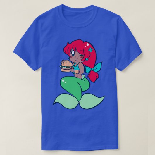 Mermaid Eating a Burger T-shirt (Design voorkant)