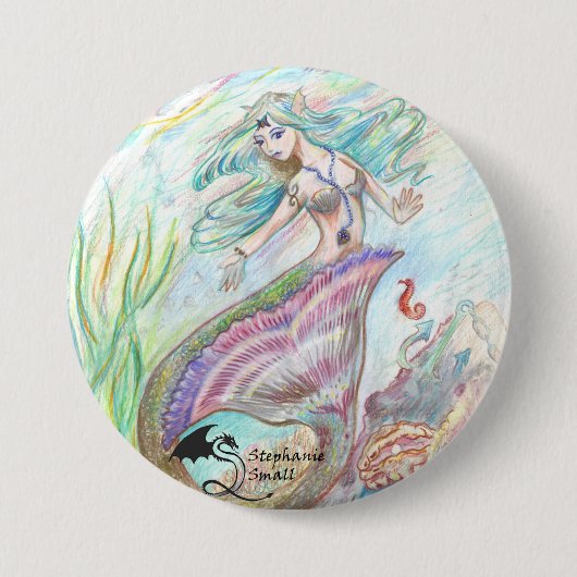 Mermaid Elf Pin Ronde Button 7,6 Cm (Voorkant)
