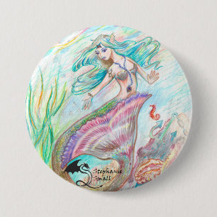Mermaid Elf Pin Ronde Button 7,6 Cm