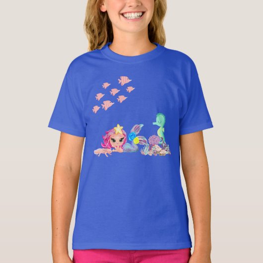 Mermaid en Axolotl T-shirt (Voorkant)
