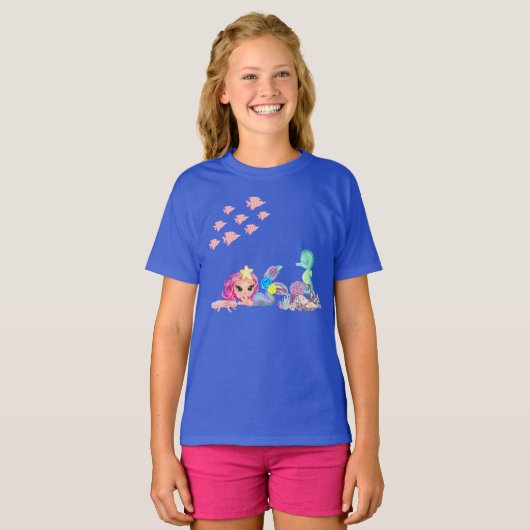 Mermaid en Axolotl T-shirt (Voorkant volledig)