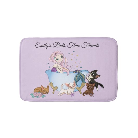 Mermaid en Chihuahua Friends Bath Mat (Voorkant)