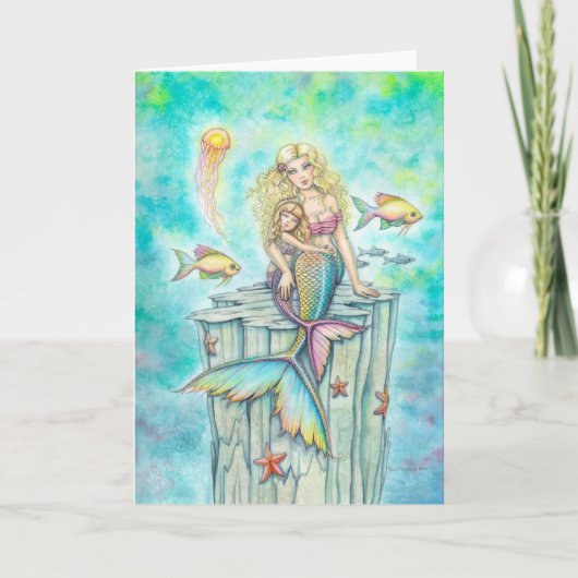 Mermaid en Daughter Fantasy Art van Molly Harrison Kaart (Voorkant)