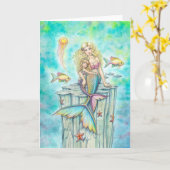 Mermaid en Daughter Fantasy Art van Molly Harrison Kaart (Gele Bloem)