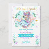 Mermaid en Dolfijn Verjaardag Uitnodiging (Voorkant)