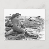 Mermaid en Dolphin Briefkaart (Voorkant)