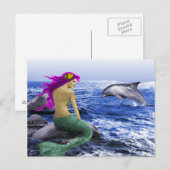Mermaid en Dolphin Briefkaart (Voorkant / Achterkant)