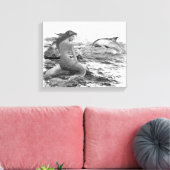 Mermaid en Dolphin Canvas Afdruk (Insitu (Woonkamer))