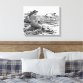 Mermaid en Dolphin Canvas Afdruk (Insitu (Slaapkamer))