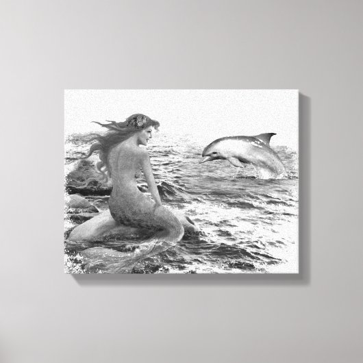 Mermaid en Dolphin Canvas Afdruk (Voorkant)