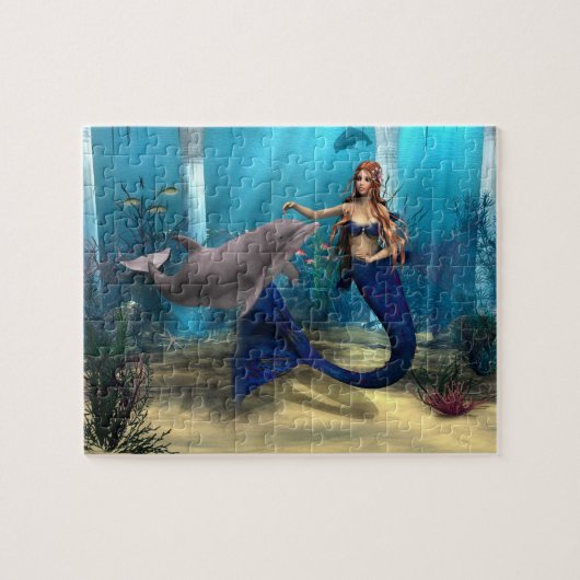 Mermaid en Dolphin Legpuzzel (Horizontaal)