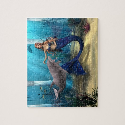 Mermaid en Dolphin Legpuzzel (Verticaal)