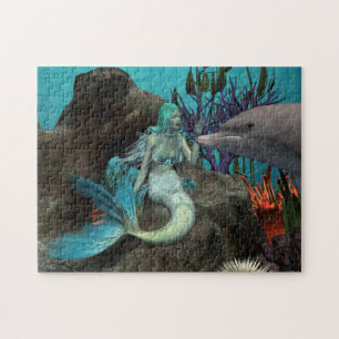Mermaid en Dolphin Legpuzzel