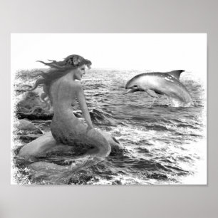 Mermaid en Dolphin Poster