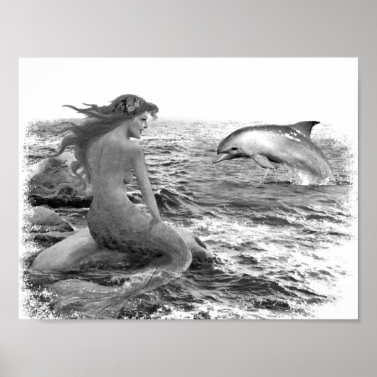 Mermaid en Dolphin Poster (Voorkant)