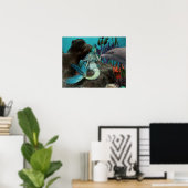 Mermaid en Dolphin Poster (Thuiskantoor)