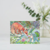 Mermaid en Fox Briefkaart (Staand voorkant)