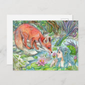 Mermaid en Fox Briefkaart (Voorkant / Achterkant)