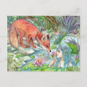 Mermaid en Fox Briefkaart (Voorkant)