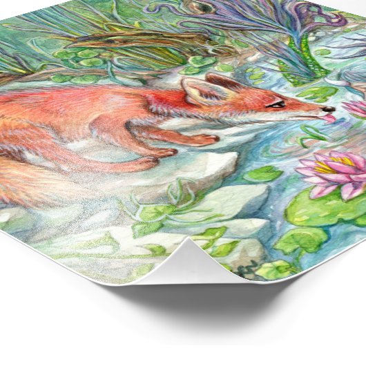 Mermaid en Fox Foto Afdruk (Hoek)