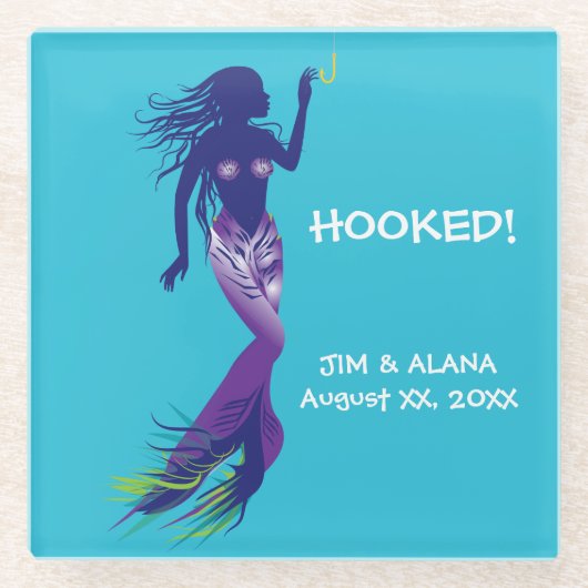 Mermaid en Golden Hook Glazen Onderzetter (Voorkant)