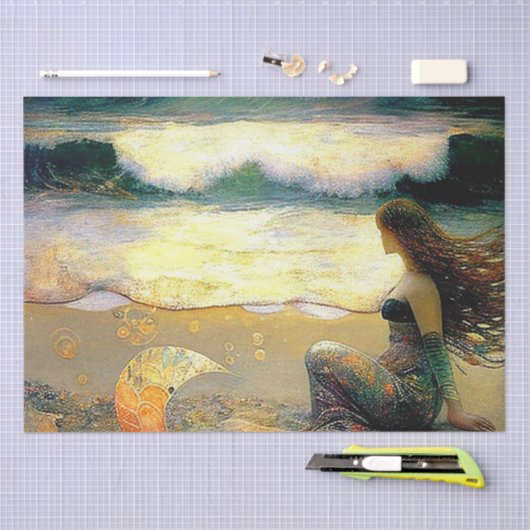 Mermaid en Golden Zee Sprites Tissuepapier (Craft)