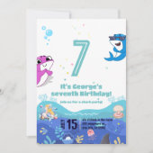 Mermaid en Haai Verjaardag Kaart (Voorkant)