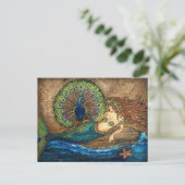 Mermaid en Peacock Briefkaart (Staand voorkant)