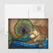 Mermaid en Peacock Briefkaart (Voorkant / Achterkant)