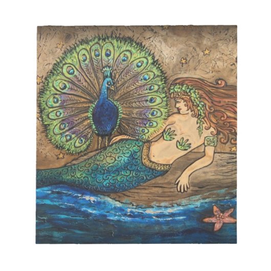 Mermaid en Peacock Notitieblok (Voorkant)
