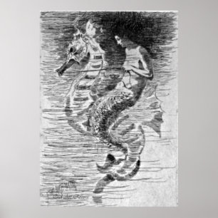 Mermaid en Seahorse Poster