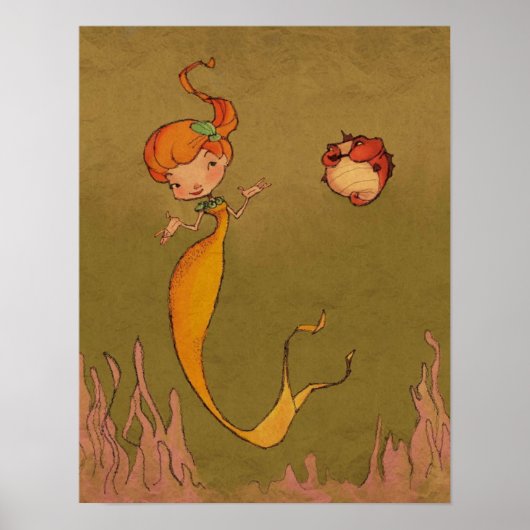 Mermaid en Seahorse Poster (Voorkant)
