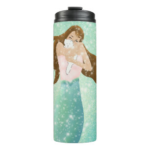 Mermaid en White Kitten Thermosbeker